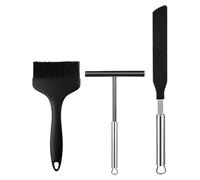 Spatule à Crêpe | 3 Pièces Set Spatule avec Pinceau à Huile,Ustensiles de Cuisine Anti-Dérapants pour Saisir Préparer Repas Débutants Cuisiniers Burger Maison