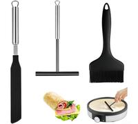 Spatule à crêpe antiadhésive 3 pièces et kit distributeur avec poignées ergonomiques et composants lavables au lave-vaisselle pour cuisine