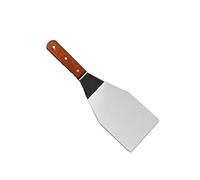 Spatule à haute chaleur en acier inoxydable - Spatule inclinée - Grattoir à grille - Lame plate et droite - Manche en bois - Grattoir à bord incliné - Outils de cuisine