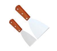 Spatule à Manche en Bois en Acier Inoxydable, Grattoir Solide | Bord Poli Micro-arc, Prise Sûre, pour Résidus Brûlés, Poêles Antiadhésives et Usage la Cuisine