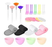 Spatule à masque facial Kit de 37 outils réutilisables en silicone | Bol à masque Maison Salon Clinique Gym Yoga Événement Fête Cours Voyage