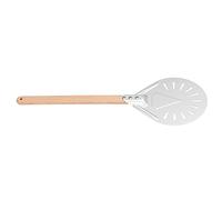 Spatule à Pizza Ronde en Bois, Poignée de Ceinture Perforée, Poignée Antidérapante en Alliage de Bois Composite 41Cm Petite pour les Pelles à Pizza Courtes (Pelle à pizza