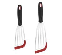 Spatule a Poisson,2 Pièces en Acier Inoxydable 10,6" et 12,4" avec Manche en Silicone pour Retourner et Griller,Ustensiles de Cuisine,Pâtisserie,Friture de Viande,Retournement D'œufs