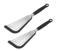 Spatule à poisson 2 pièces, spatule en Silicone pour la cuisson, retourneur de poisson fendu à bord en Silicone pour ustensiles de cuisine antiadhésifs, friture d'œufs de steak de (Black)
