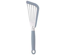 Spatule à poisson en silicone, fente en acier inoxydable, revêtement antiadhésif, spatule pour frire le poisson, les œufs, le steak, outil de cuisine (Gris)