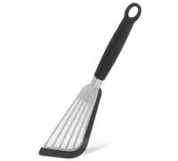 Spatule à poisson, spatules à poisson fendues avec bord en silicone pour ustensiles de cuisine antiadhésifs, spatulede cuisine en acier inoxydable flexible et fine Flipper (Noire)
