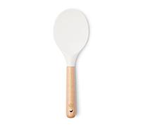 Spatule à riz Yum Asia Premium avec manche en bois de hêtre et silicone de qualité supérieure (Cuillère Spatule, Blanc Glacé)