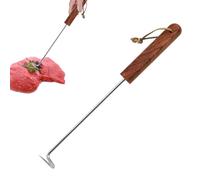 Spatule à viande avec crochet (manche en bois en acier inoxydable) - Spatule polyvalente pour barbecue à queue de porc, barbecue à viande, parfait pour tourner, tenir le fumage, pour les barbecues de