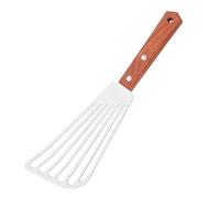 Spatule Ajourée en Acier Inoxydable avec Bords Biseautés Manche en Bois Massif, Spatule Polyvalente pour Retourner Poissons, Crêpes, Omelettes et Galettes de Frites, Lame de 17 Cm, Longueur 28 cm