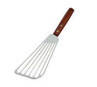 Spatule ajourée en acier inoxydable avec manche à bois pour la cuisson en fer et spatules durables pour la cuisson du poisson et les grillades (1 pièce)