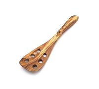 Spatule avec large poignée - Longueur : 30 cm - Courbé perforée à la main - En bois d'olivier