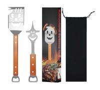 Spatule Barbecue 8 en 1 - Outil Multifonction pour Barbecue avec Manche en Bois, Acier Inoxydable, Accessoires BBQ Compacts pour Camping, Pique-Nique, Cadeaux de fête des pères, Cadeau Papa