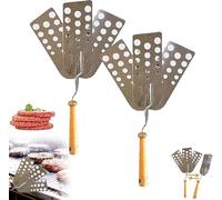 Spatule créative à viande chaude, pince à barbecue en acier inoxydable, grand grattoir extensible à 3 lames, gadget de cuisine avec poignée en bois pour chef, barbecue extérieur (2 pièces)