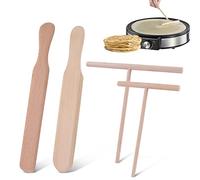 Spatule Crepe Etaleur Crepe Crêpes En Bois Spatule En Crepiere Râteau Crêpe Spreader Kit Multifonction Râteau à Crêpes Outils Spatule à Crêpes Pour Pancake Maker Cooking Tool 4Pcs