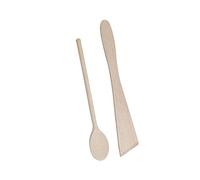 SPATULE + CUILLERE BOIS HETRE PREPARATION CUISINE MELANGER