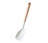Spatule cuillère - Ustensile flexible en silicone anti-adhésif | Spatule de cuisine avec manche en bois | Pour la cuisson, mélanger, gratter les légumes, la viande, la soupe