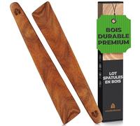 Spatule Cuisine Bois - Lot de 2 Ustensiles de Cuisine bois en Teck - Grande Raclette 30.5cm - Anti-Rayures, Antiadhésive et durable, Résistants à la chaleur, Pour Mélanger, Racler, Servir, Remuer