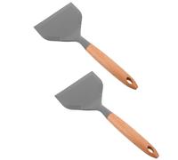 Spatule Cuisine Large en Silicone 2 Pièces avec Manche Bois