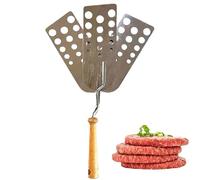 Spatule de barbecue rétro - Style années 1940 en acier inoxydable et manche en bois | Spatule résistante à la chaleur pour écraser les hamburgers, crêpes, œufs, poissons, viandes, barbecues et grilles