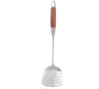 Spatule de cuisine en acier inoxydable avec poignée en bois pour frire et remuer dans la cuisine, spatule résistante à la rouille pour wok, finition polie lisse, ustensile propre pour outils de chef