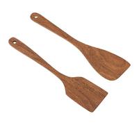 Spatule de cuisine en bois - 130 g - Cuillère en bois confortable de 33 x 8 cm - Poignée confortable pour la cuisine - Ustensile portable - Spatule à friture avec sécurité pour la maison, le café
