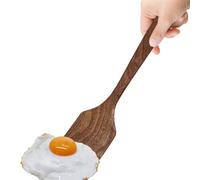 Spatule de cuisine en bois - Spatule de cuisine, outil de friture plat avec manche long, anti-adhésif, à secouer, avec lisse et durable | Parfait facile et confortable idéal pour mélanger