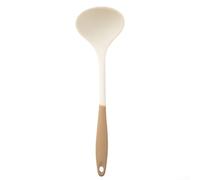 Spatule de cuisine en silicone et cuillère à soupe, outils essentiels pour la cuisine et la préparation des aliments (C blanc et marron)