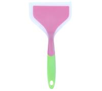 Spatule de cuisson flexible en silicone antiadhésive, chaleur jusqu'à 230 °C, manche antidérapant pour steak de pizza Tamagoyaki 25,5 x 12 cm (Poignée rose + verte)