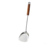 Spatule de cuisson robuste en acier inoxydable 316 - Solide pour spatule avec poignée en noyer résistante à la chaleur jusqu'à des températures élevées pour sauter, wok, poêle, outil de cuisine 38,5