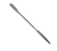 Spatule double extrémité en acier inoxydable, cuillère demi-cercle et flèche effilée, 17,8 cm de long.