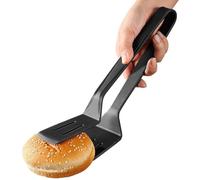 Spatule double - Silicone et acier inoxydable 28,5 x 7 cm | Spatule 2 en 1 portable double face | Pince à poisson frite antidérapante avec poignée ergonomique pour cuisiner et griller