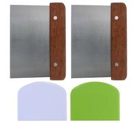Spatule en acier inoxydable de 2 pièces, spatule de qualité alimentaire de 15 cm, manche en bois, pour gâteaux, pizzas, pain, nougat