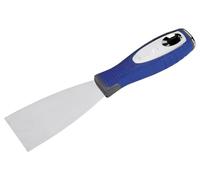 Spatule en acier inoxydable de 50 mm avec manche bi-matière, idéale pour la cuisine et la pâtisserie, résistante et facile à nettoyer.