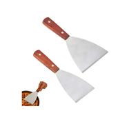 Spatule en Acier Inoxydable pour Barbecue et Plancha - Manche en Bois - 2 Pièces