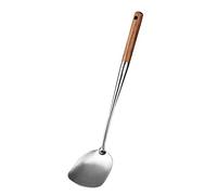 Spatule en acier pour wok - Cuillère - Outil de cuisine chinois - Poignée en bois durable