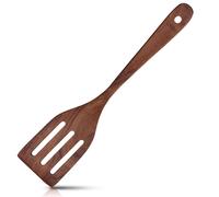 Spatule en bois LAYBA. Spatule à fentes (31 cm) Spatule de cuisine avec fentes, résistante à la chaleur, ne raye pas, ustensile de cuisine en teck pour poêles antiadhésives