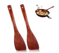 Spatule en Bois pour Cuisine, Spatule Biseautée en Bois à Long Manche, Turner Ustensiles Cuisine Anti-Rayures, Couverts Anti Adhésive de Haute Qualité Résistants à Chaleur pour Mélanger, Remuer, 2 Pcs