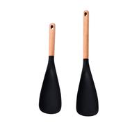 Spatule en silicone 2 pièces avec manche en bois