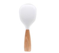 Spatule en silicone avec manche court en bois, cuillère de cuisson multifonction, cuillère en silicone avec poignée en bois, cuillères résistantes à la chaleur pour cuiseur à riz (blanc)