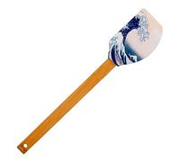 Spatule en Silicone avec Motif Imprimé et Manche en Bambou, 31 cm, sans BPA (La Vague)