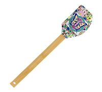 Spatule en Silicone avec Motif Imprimé et Manche en Bambou, 31 cm, sans BPA (Mosaïque)