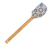Spatule en Silicone avec Motif Imprimé et Manche en Bambou, 31 cm, sans BPA (Tuile)