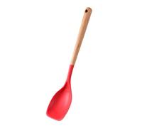 Spatule en silicone - Cuillère antiadhésive, spatule de cuisson avec manche en bois, pour la cuisson, mélange, grattage, légumes, viande, soupe