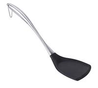 Spatule en Silicone en Acier Inoxydable, Résistante à la Chaleur, à Long Manche, Ustensile de Cuisine, Outil de Cuisine, Retourneur Fendu, Poignée en Caoutchouc, Flexible et