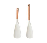 Spatule en silicone - Lot de 2 spatules avec poignée en bois, ensemble de pagaies anti-rayures, construction de tête flexible résistante à la chaleur, bouclier thermique de préparation des aliments