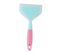 Spatule en silicone, spatule de cuisson antiadhésive, ustensiles de cuisine antidérapants avec trou de suspension pour steak de pizza Tamagoyaki (Bleu ciel + poignée rose)