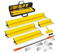 Spatule Enduit, Kit de spatules 25cm, 40cm, 60cm, 80 cm en acier inoxydable, 0,4 mm d'épaisseur, manche d'extension de 75 cm à 120 cm, grandes surfaces décoration murale et construction