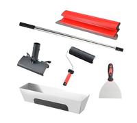 Spatule Enduit Lissage,Kit Couteaux à Enduire,5pcs,Lame De Crépissage En Acier Inoxydable,Tige Télescopique En Aluminium De 60 à 134 Cm,Convient Pour Le Crépissage Des Murs Et Des Plafonds