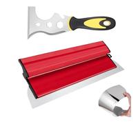 Spatule Enduit Lissage Set, 25 cm Couteau Enduit Lisse, Spatule Multi Usages 13 in 1, Couteaux à Mastic en Acier Inoxydable, Couteau à Enduire avec Forme de Z, Convient à la Décoration Murale(Rouge)