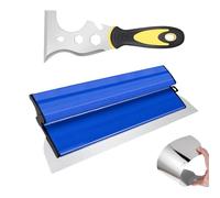 Spatule Enduit Lissage Set, 25 cm Couteau Enduit Lisse, Spatule Multi Usages 13 in 1, Lame à Lisser en Acier Inoxydable avec Manche en Plastique en Forme de Z, Pour les Murs et les Plafonds(Bleu)